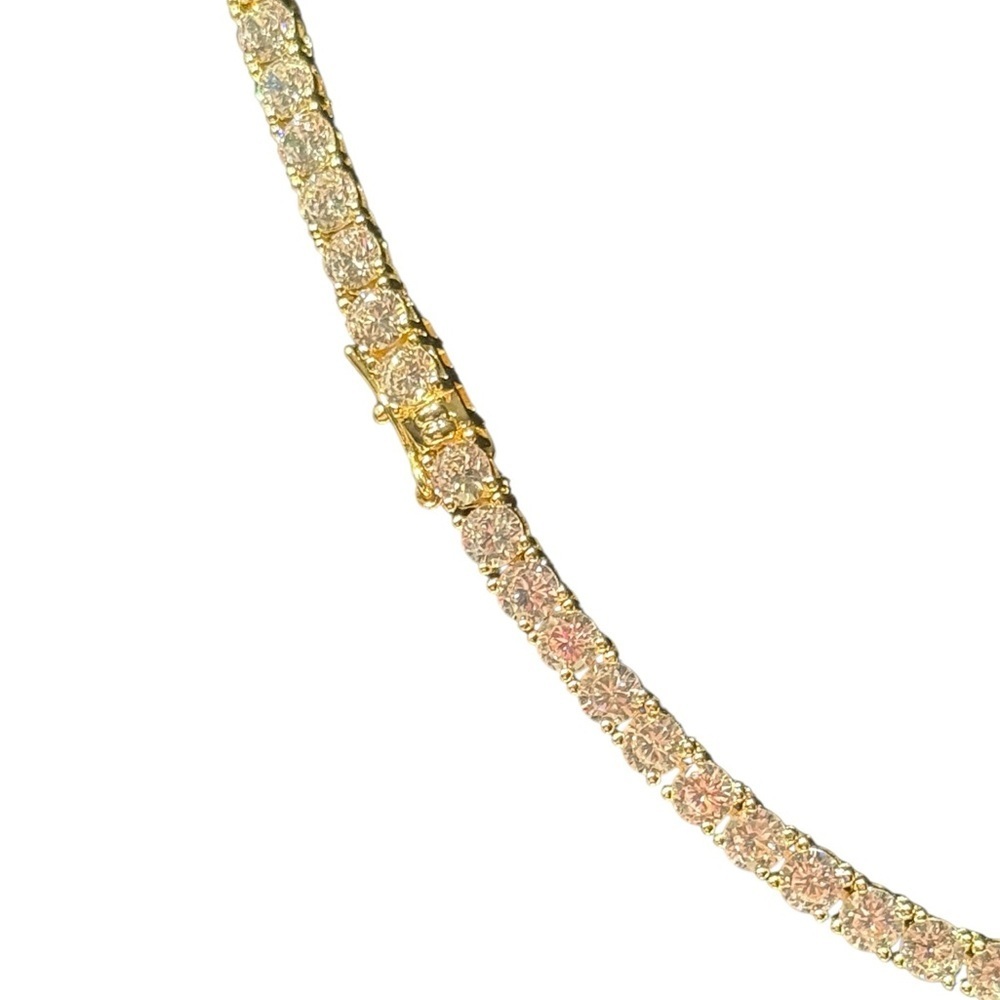 Gold Plated Women's Moissanite Necklace - Elegant Sparkle 5mm - Picture 4 of 5